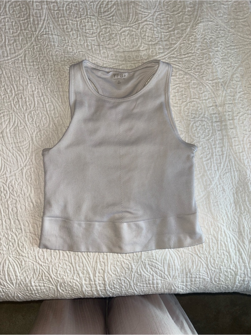 YPB Sleeveless Ribbed Tank Top in White